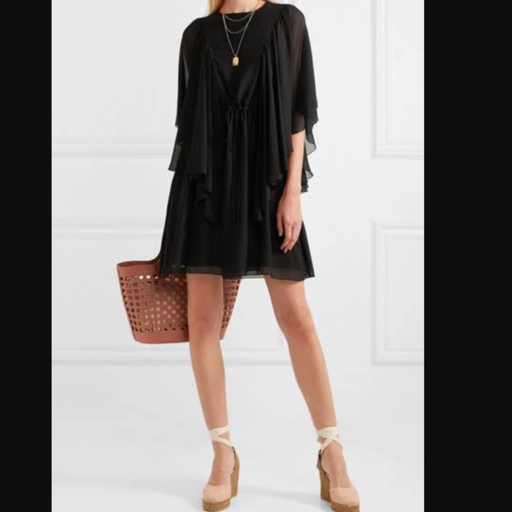 See By Chloé Cape Sleeve Dress-Black, FR34, US2, NWT-vacation